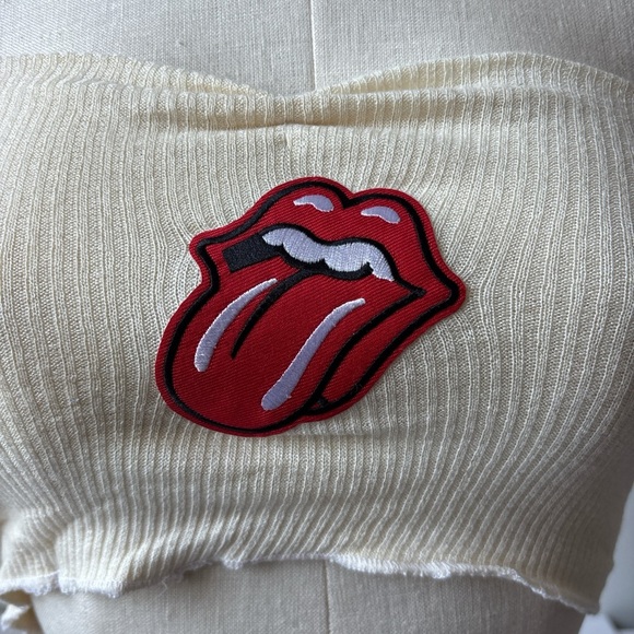 Cream Tube Top with Red Tongue Patch - Picture 2 of 4